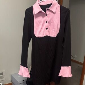 Black and Pink Long Sleeve Dress